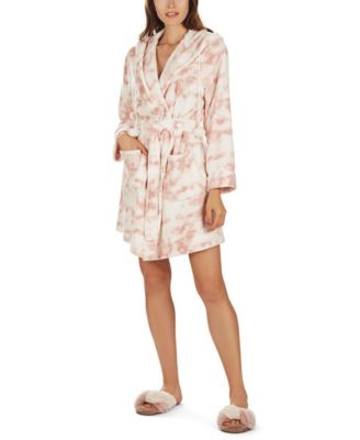Women's Marble Luxe Fleece Plush Pom Pom Robe