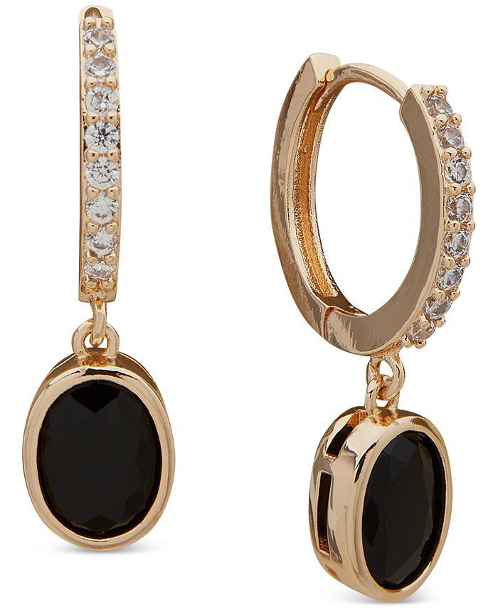 Anne Klein GoldTone Jet Stone & Crystal Dangle Drop Earrings Macy's