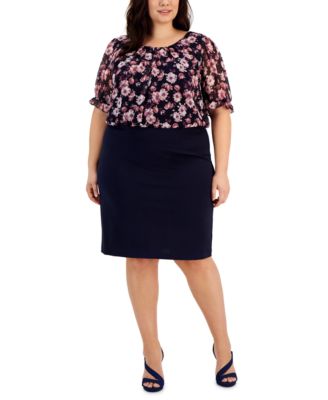 Connected - Plus Size Floral-Print Sheath Dress