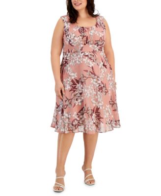 Connected - Plus Size Floral-Print Fit & Flare Dress