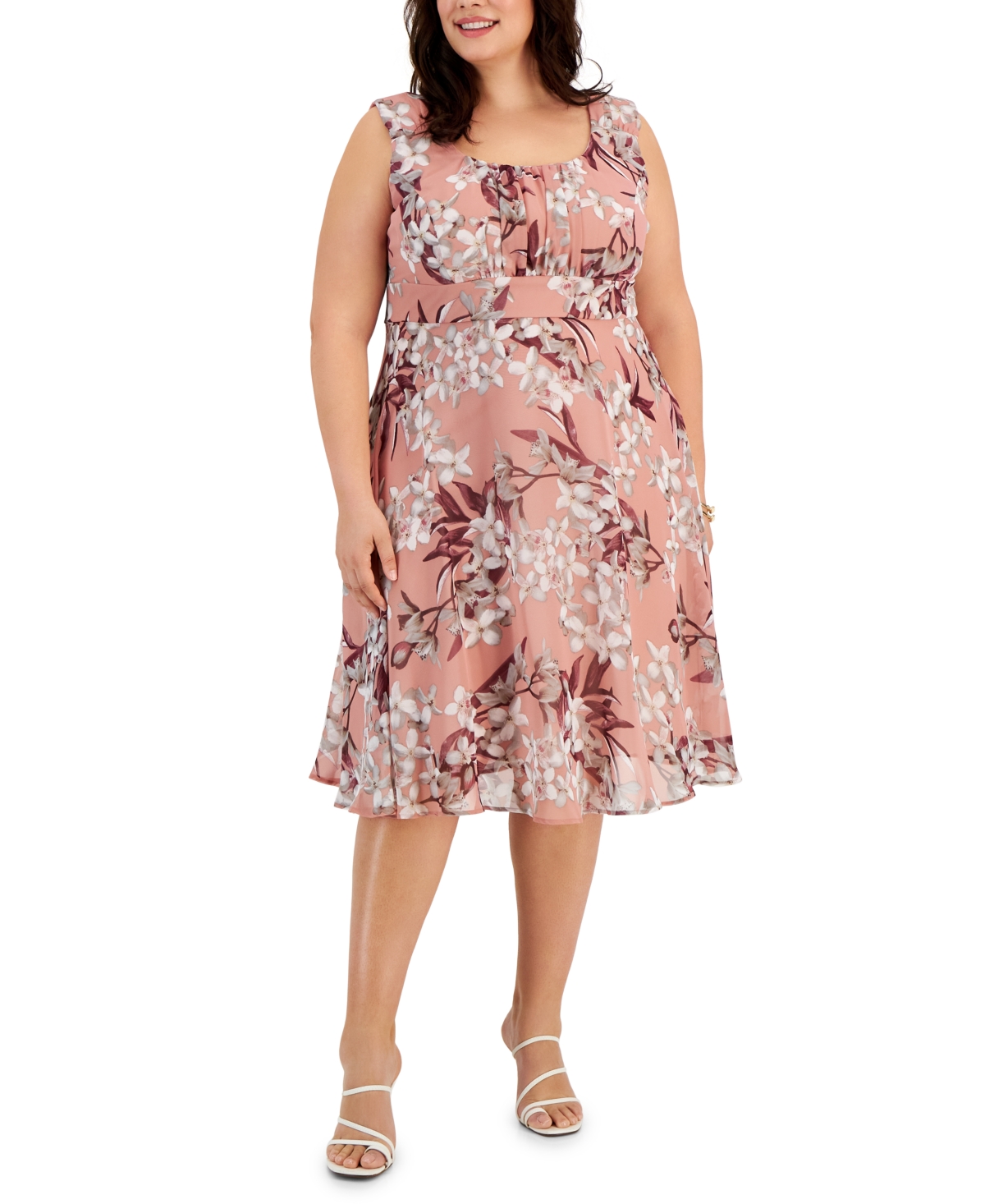 Connected Plus Size Floral-Print Fit & Flare Dress