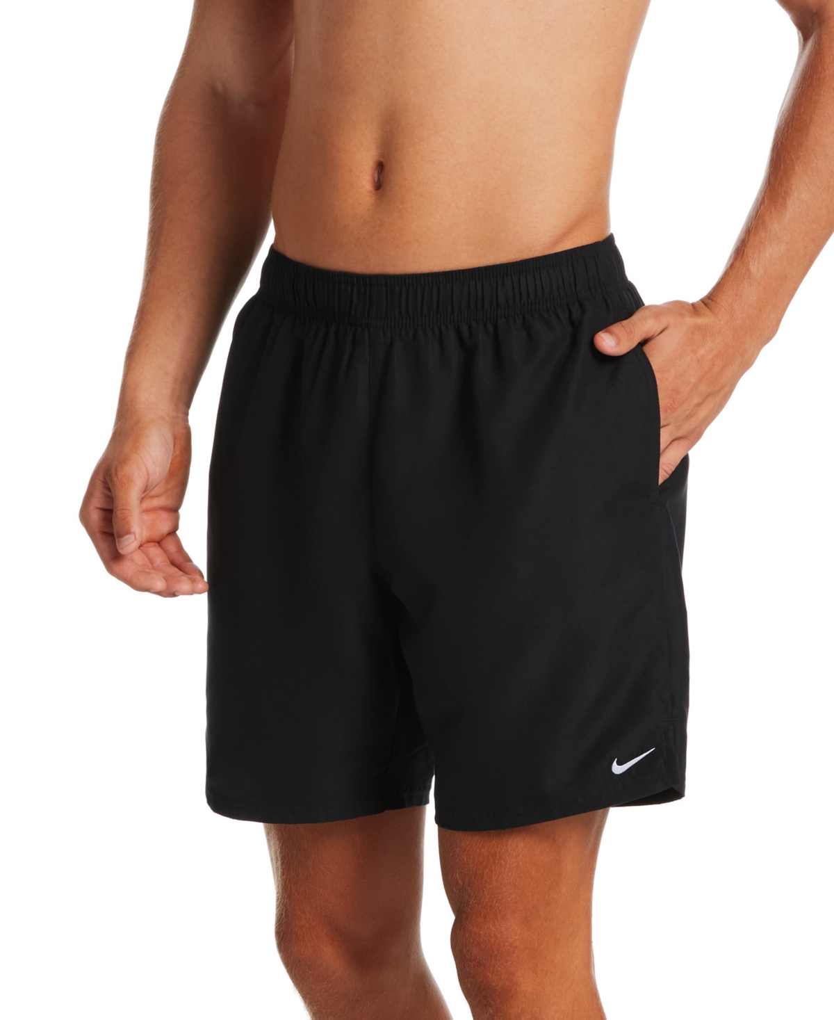 Shop Nike Men's Essential Lap Solid 7" Swim Shorts In Black