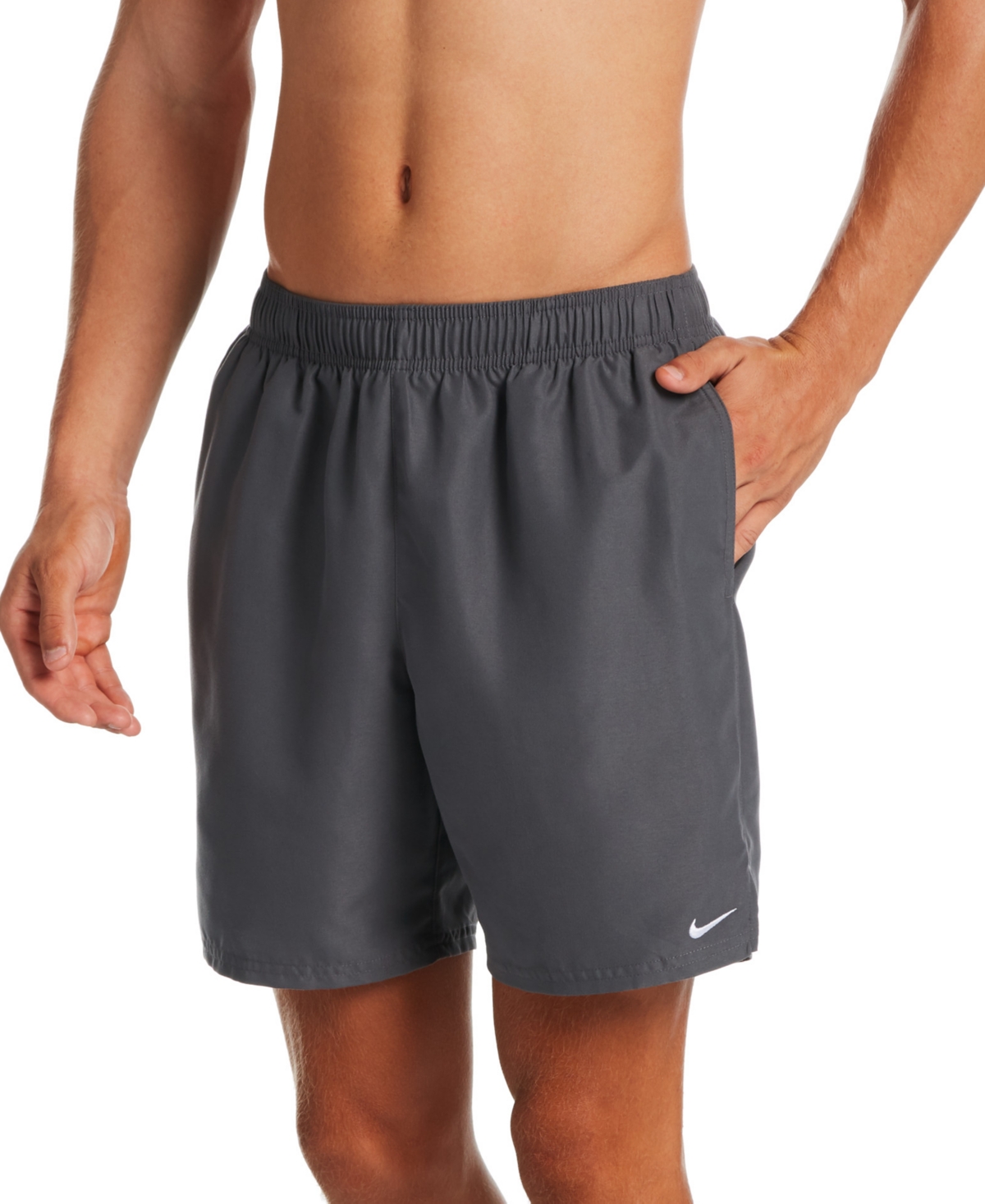 Shop Nike Men's Essential Lap Solid 7" Swim Shorts In Iron Grey