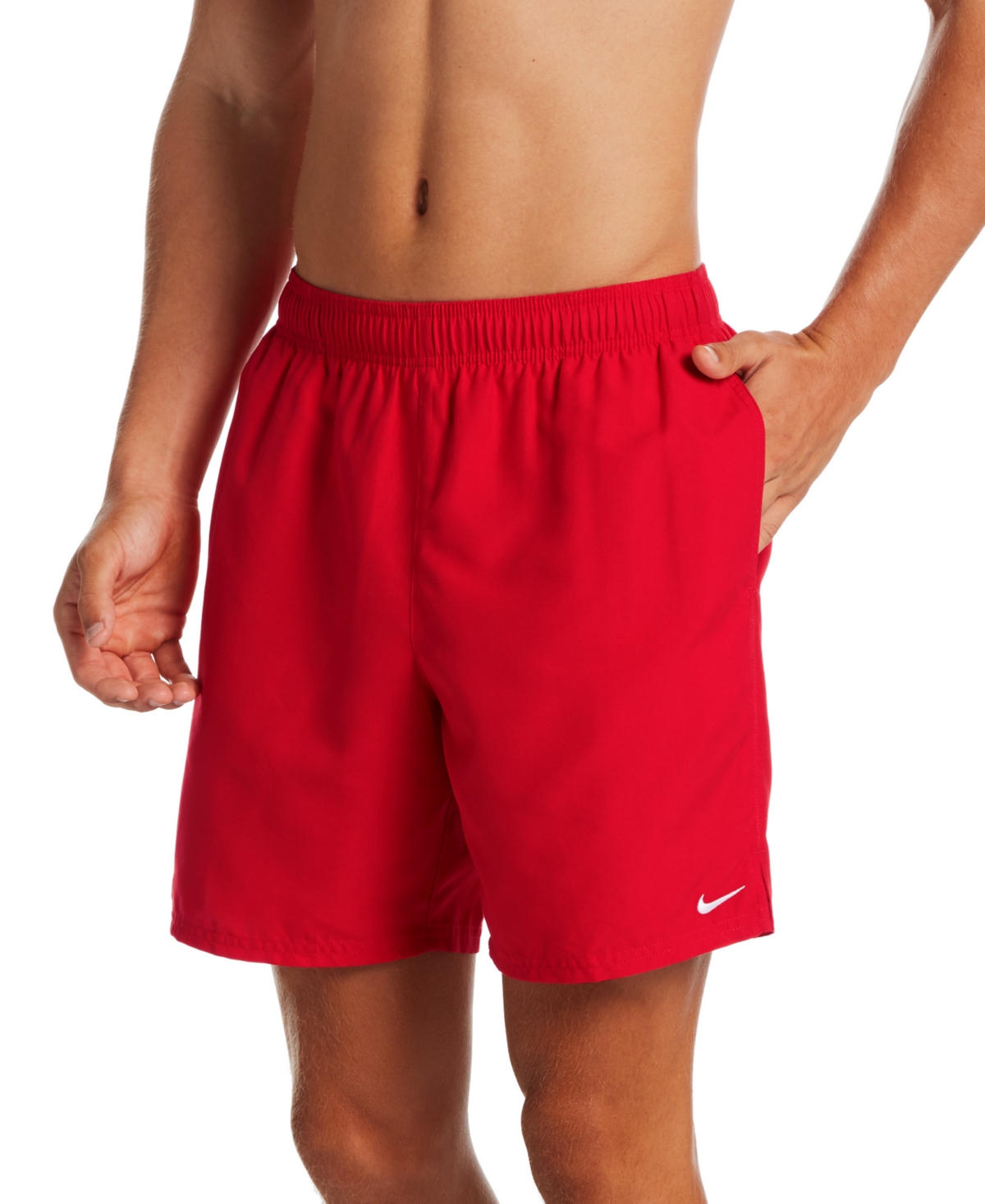 Shop Nike Men's Essential Lap Solid 7" Swim Shorts In University Red