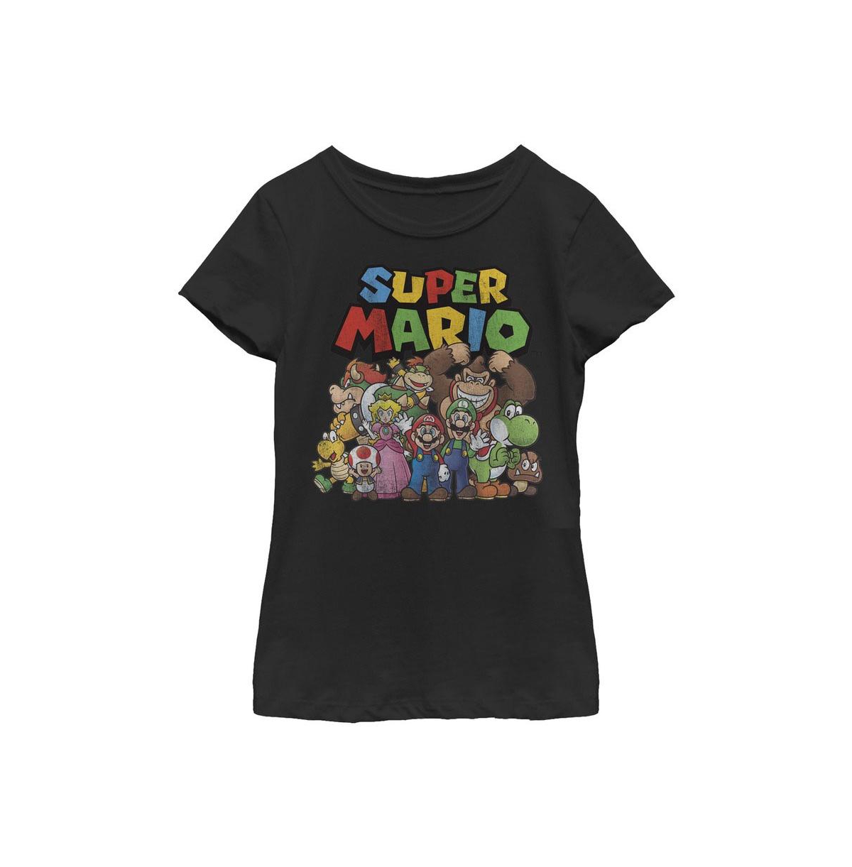 Nintendo Girl's  Super Mario Character Portrait Child T-shirt In Black