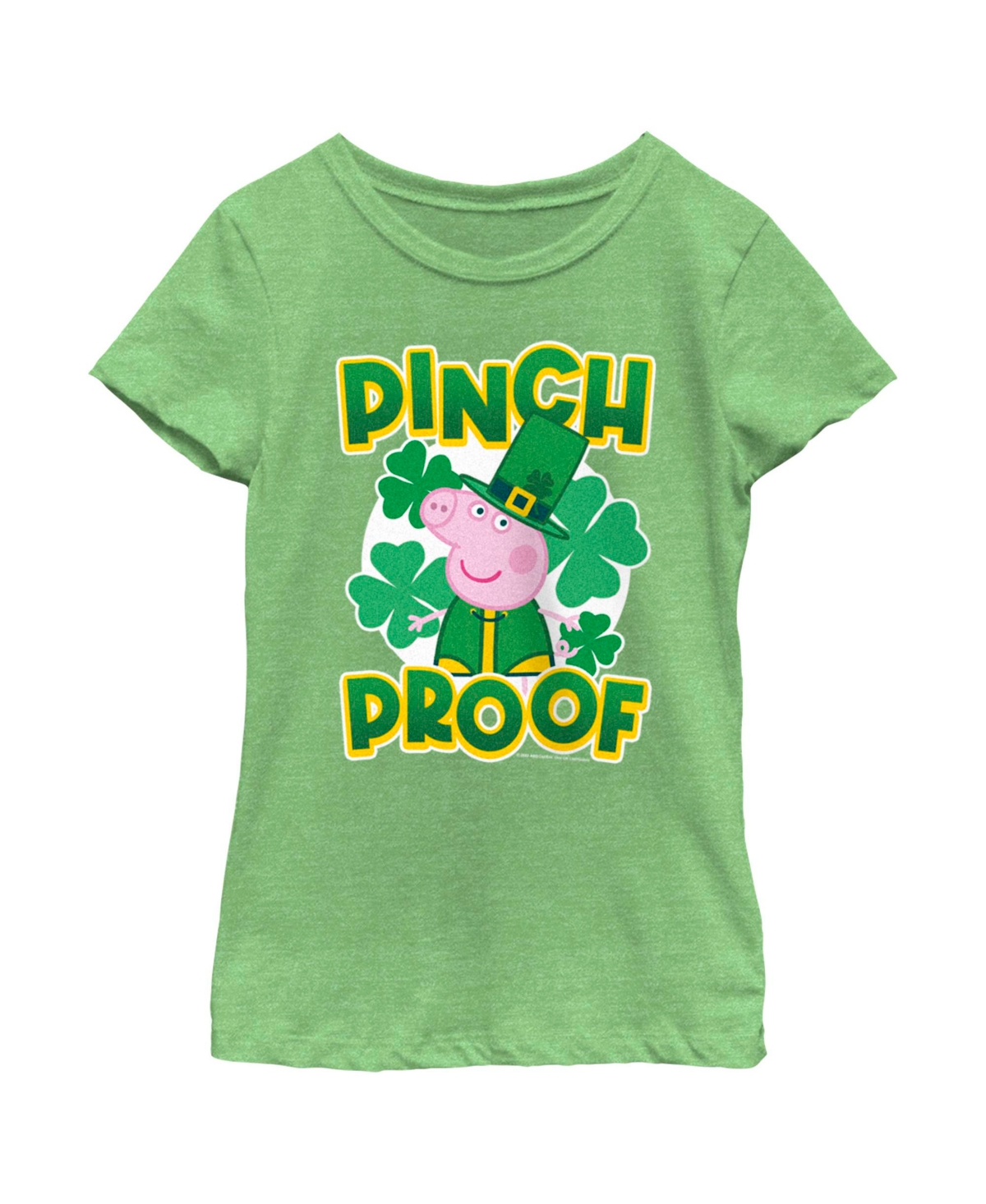 Hasbro Girl's Peppa Pig St. Patrick's Day Just Here For The Shenanigans Child T-shirt In Green Apple