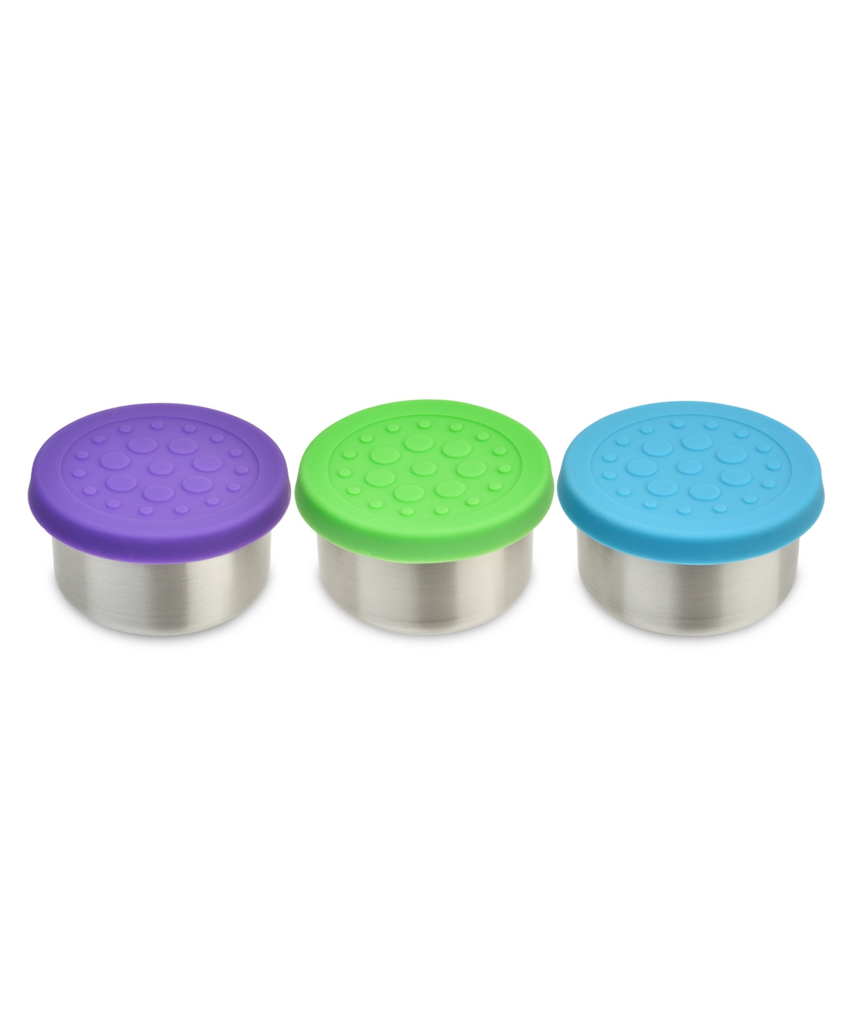 Lunchbots 1.5 oz Dips Stainless Steel Leak-resistant Condiment Holders Assorted Color Silicone Lids, Set Of 3 In Floral