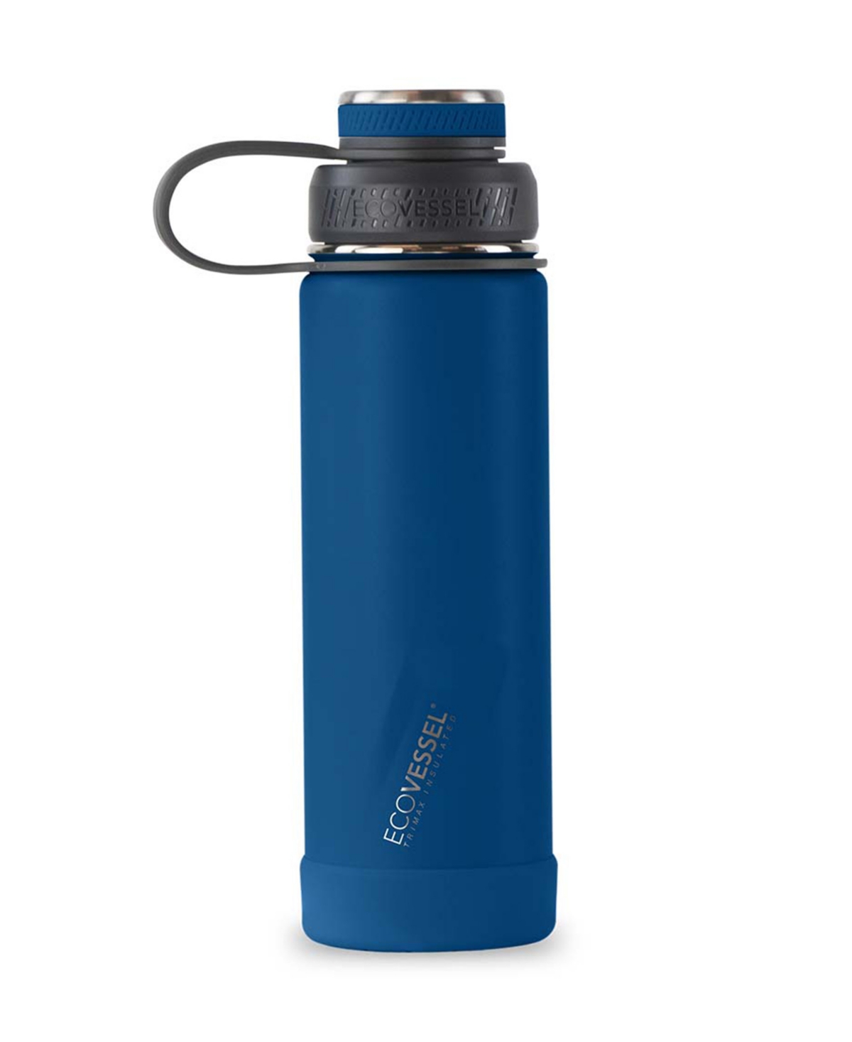 Ecovessel Boulder Trimax Insulated Stainless Steel Bottle Strainer And Silicone Bumper, 20 oz In Navy