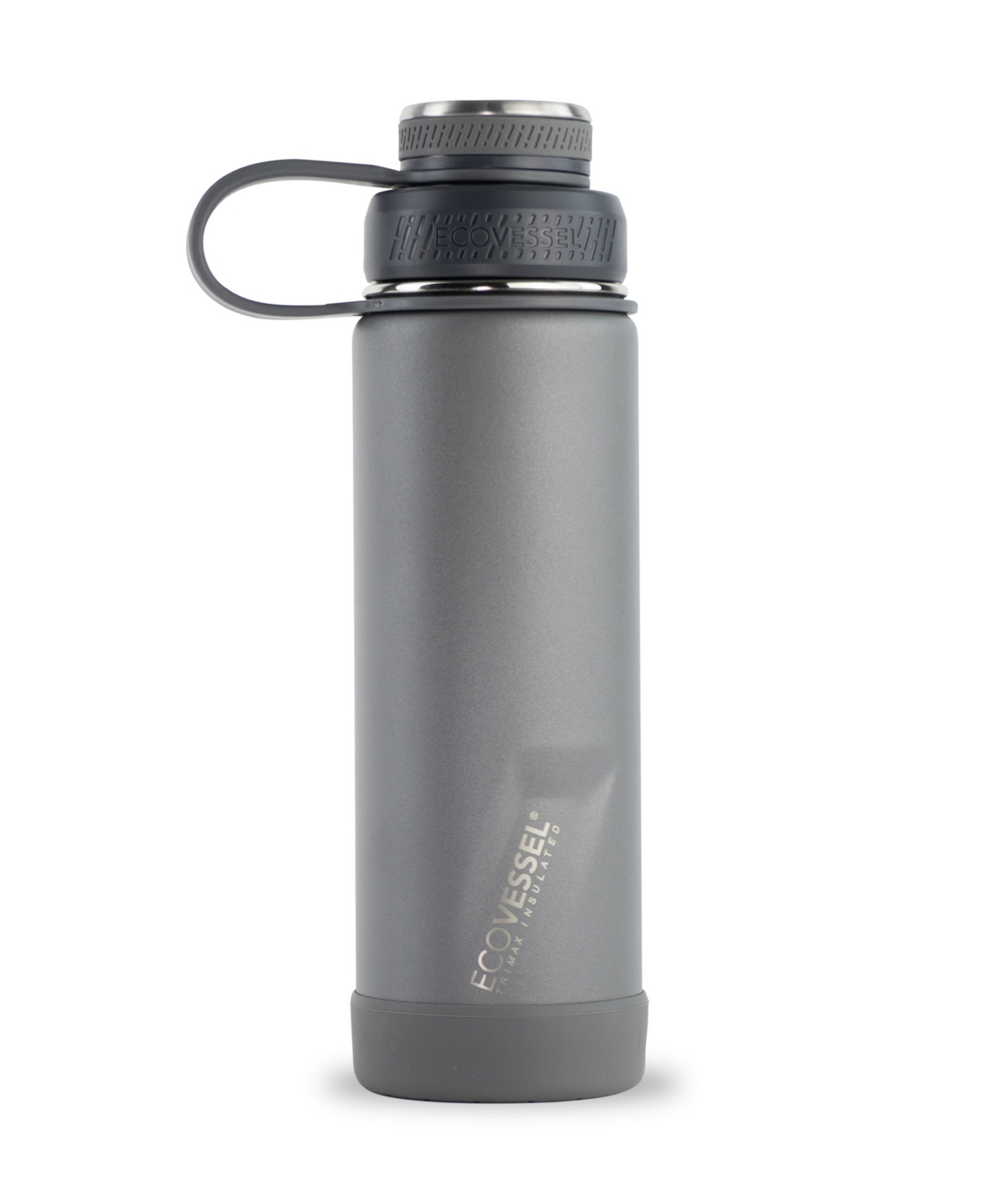 Ecovessel Boulder Trimax Insulated Stainless Steel Bottle Strainer And Silicone Bumper, 20 oz In Gray