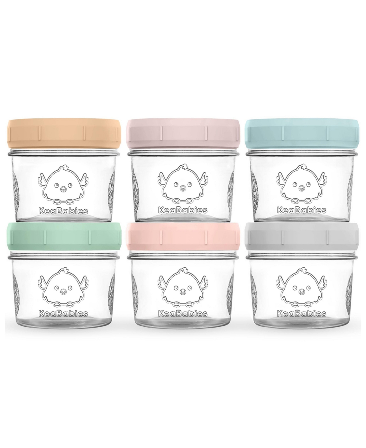 KeaBabies 6pk Prep Baby Food Storage Containers, 4 oz Leak-Proof, Bpa Free Glass Baby Food Jars for Feeding