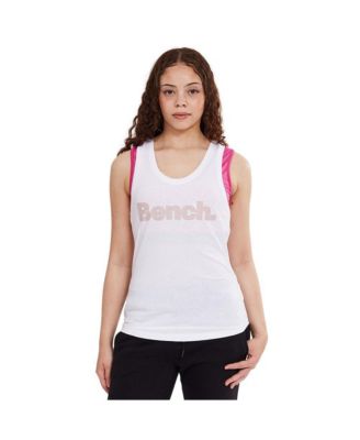 Bench DNA Women's Bench Jaxx racerback tank top white with pink logo ...