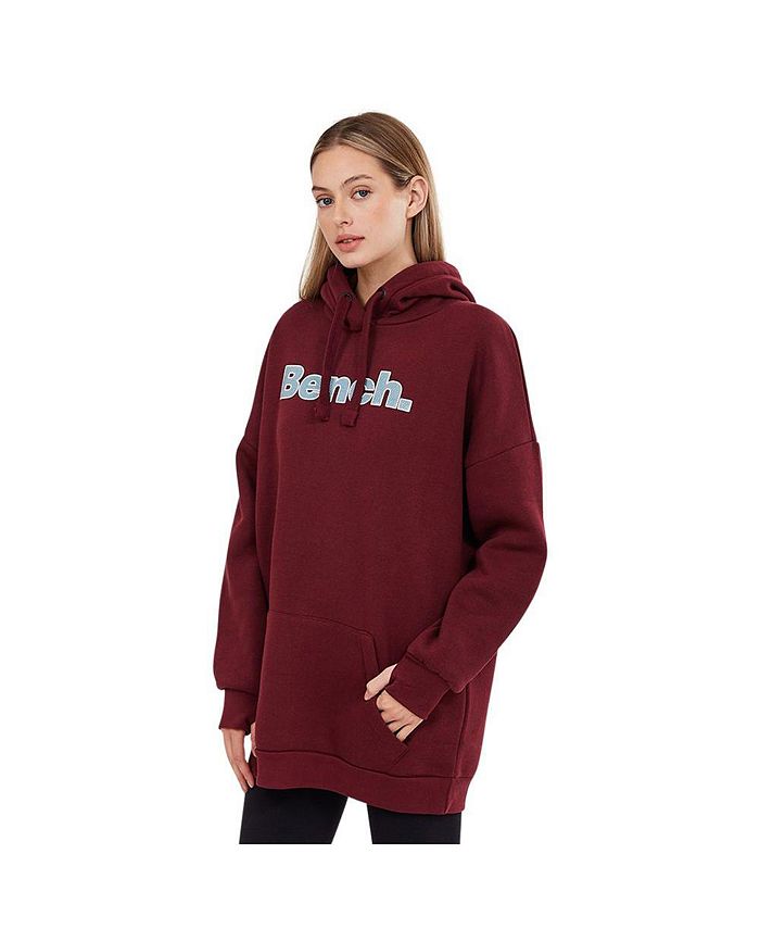 Bench DNA Bench Dayla womens hoodie oversize burgundy with blue logo at