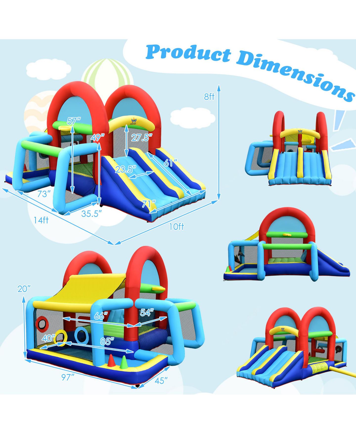Детские игрушки Costway Inflatable Bounce House Kids Bouncy Jumping Castle w/ Dual Slides & 480W Blower — фото 2