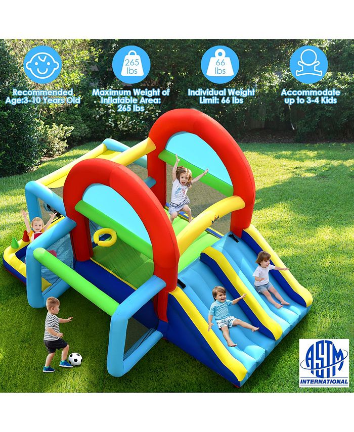 Costway Inflatable Bounce House Kids Bouncy Jumping Castle w/ Dual Slides & 480W Blower Macy's