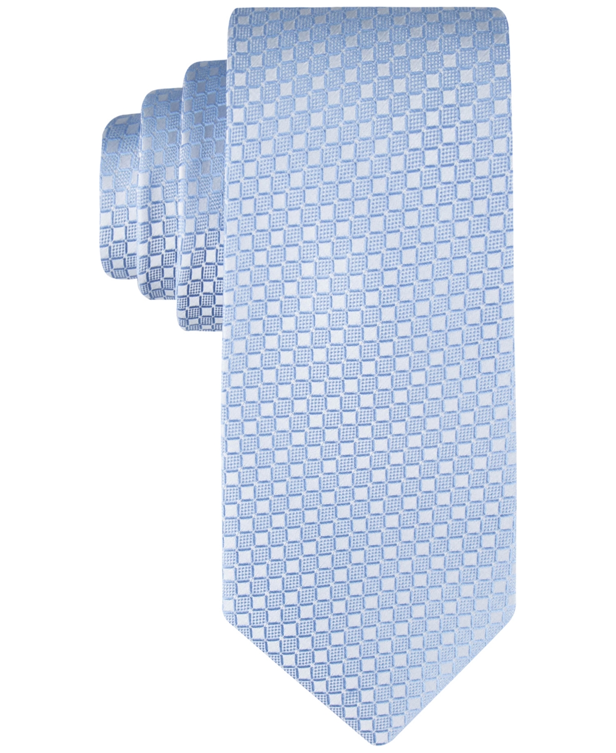 Calvin Klein Men's Checkered Geo-print Tie In Light Blue