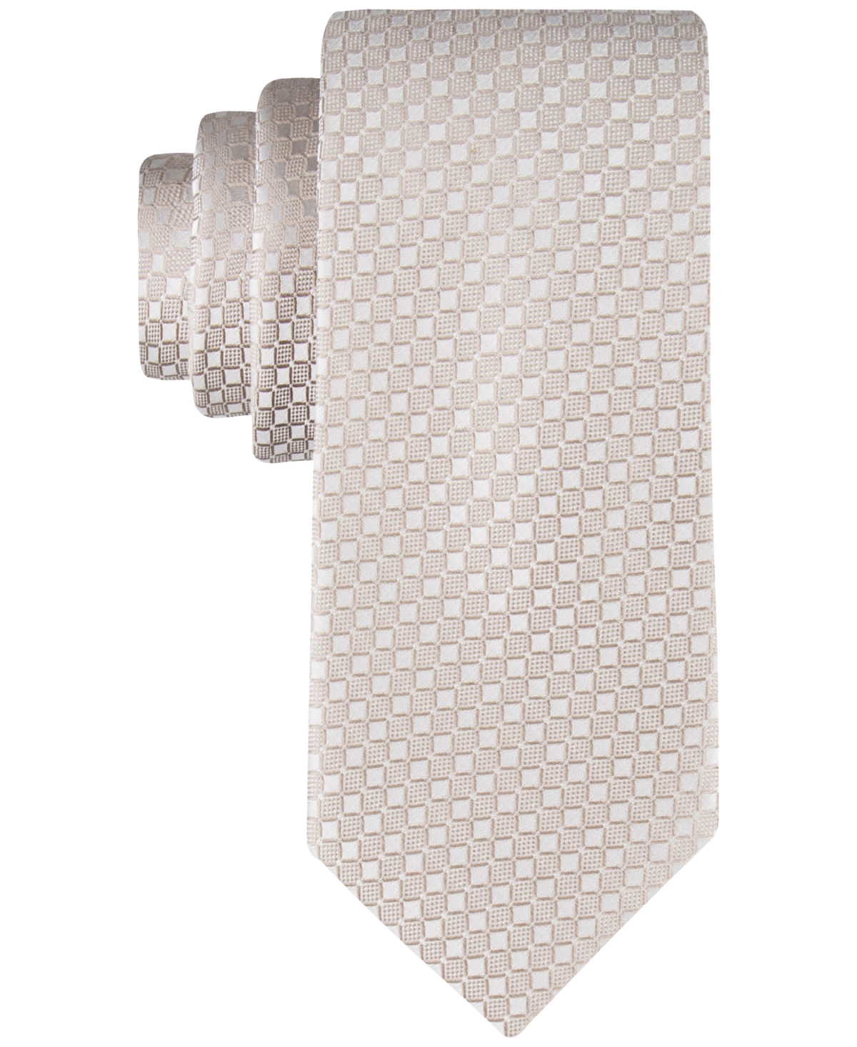 Calvin Klein Men's Checkered Geo-print Tie In Taupe