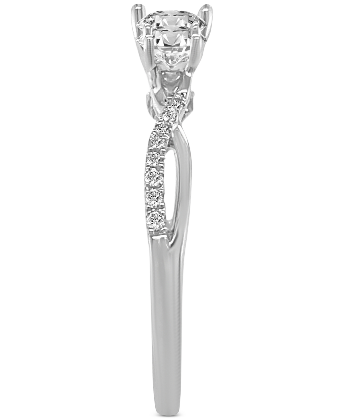 Diamond Three Stone Twist Shank Ring (1 ct. t.w.) in 14k- White Gold