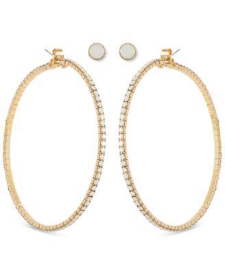 GUESS - Gold-Tone 2-Pc. Set Stone Stud & Large Hoop Earrings