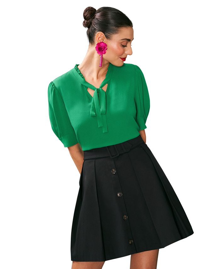 Cece ruffle collar sale short sleeve blouse