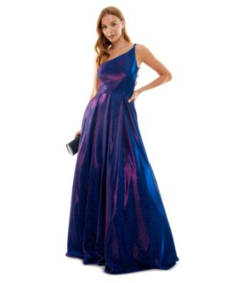 B Darlin Juniors' Strappy-Back Glitter-Finish Gown, Created for Macy's