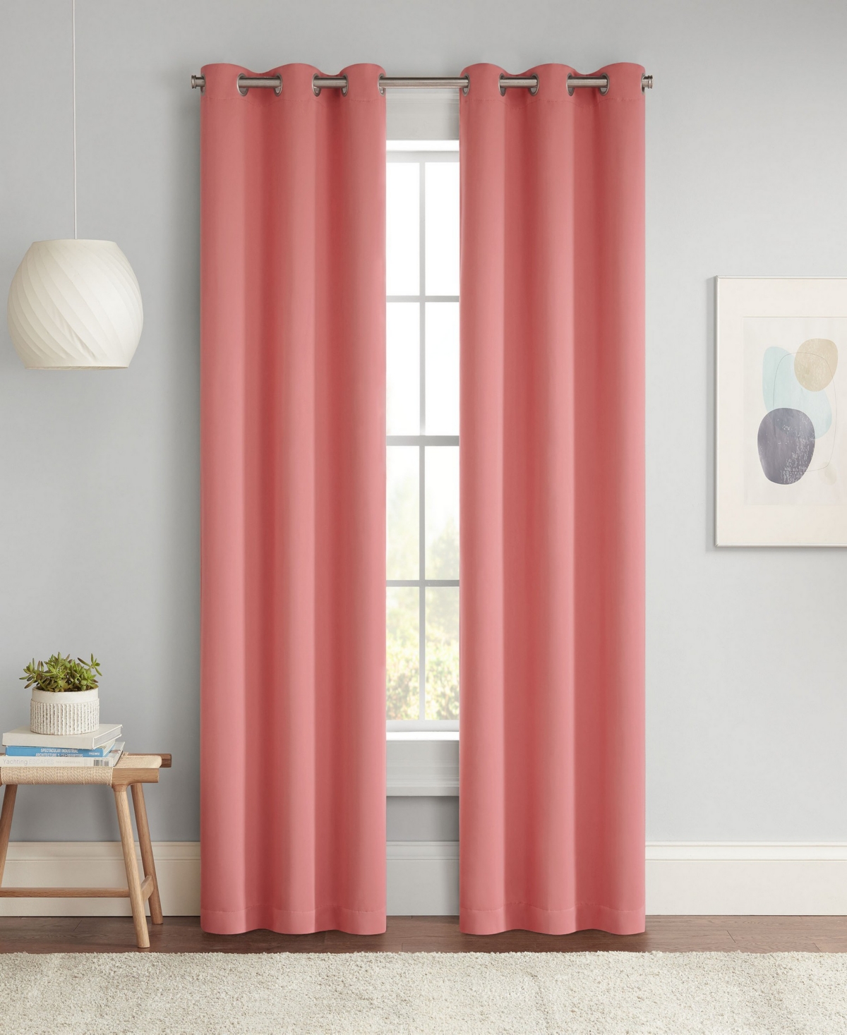 Eclipse Darrell Energy Saving Blackout Grommet Curtain Panel, 63" X 37" In Coral