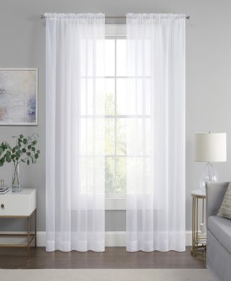 Eclipse Livia Sheer Voile Rod Pocket Curtain Panel Collection In Ivory