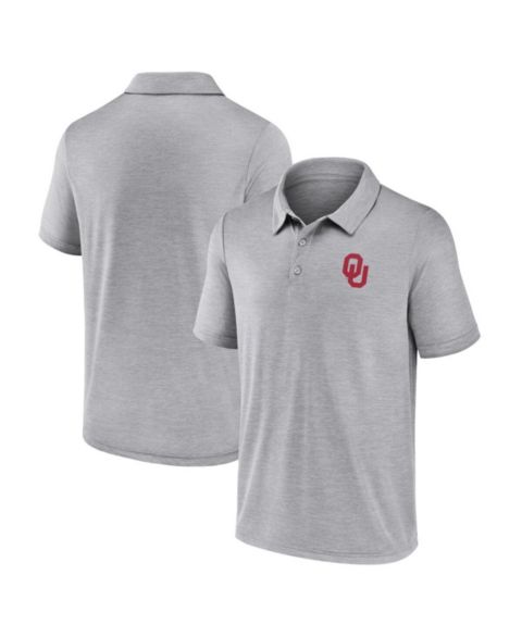 Мужское поло Fanatics Gray Oklahoma Sooners Striated Primary Logo Polo