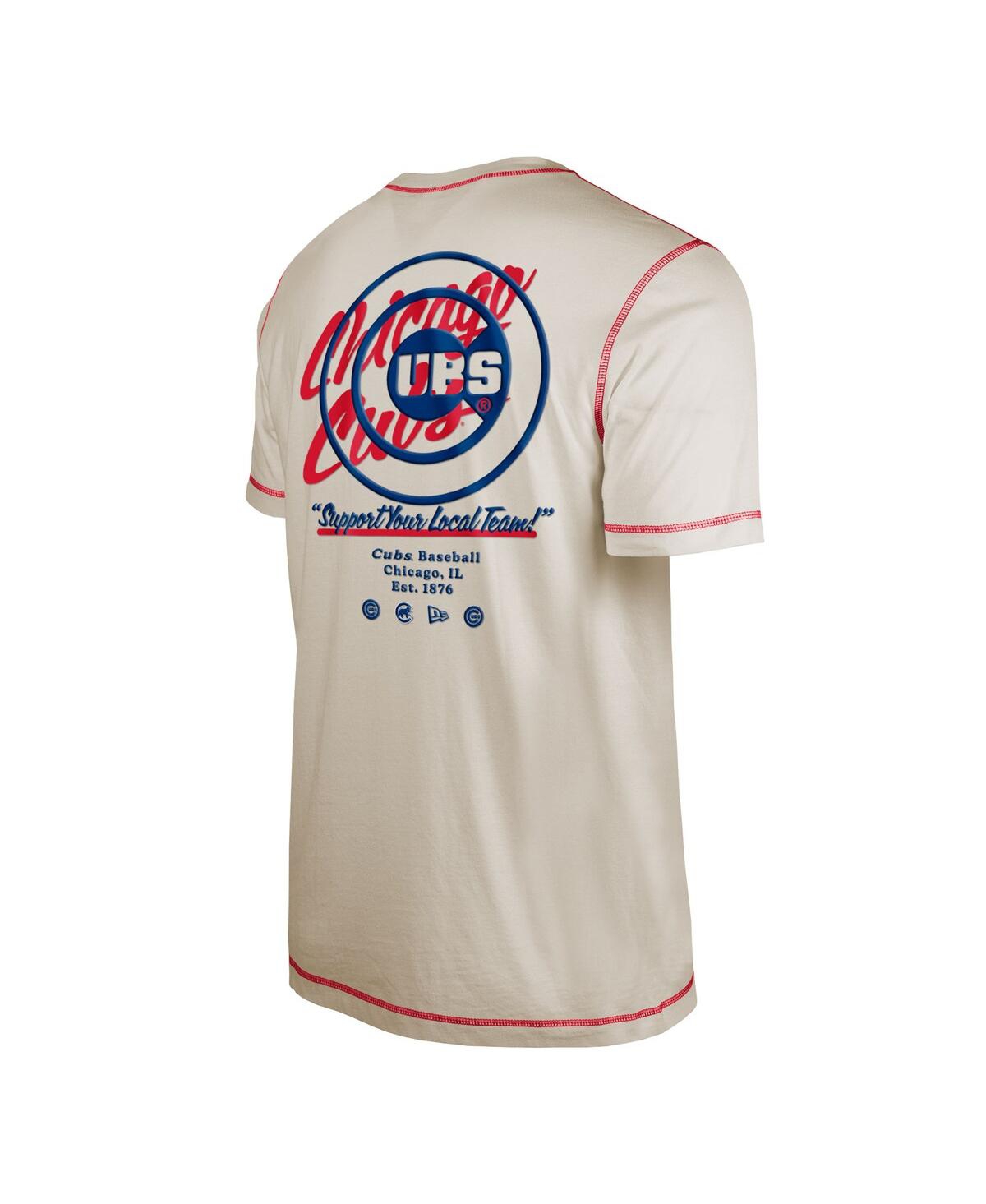 NEW ERA MEN'S NEW ERA CREAM CHICAGO CUBS TEAM SPLIT T-SHIRT 