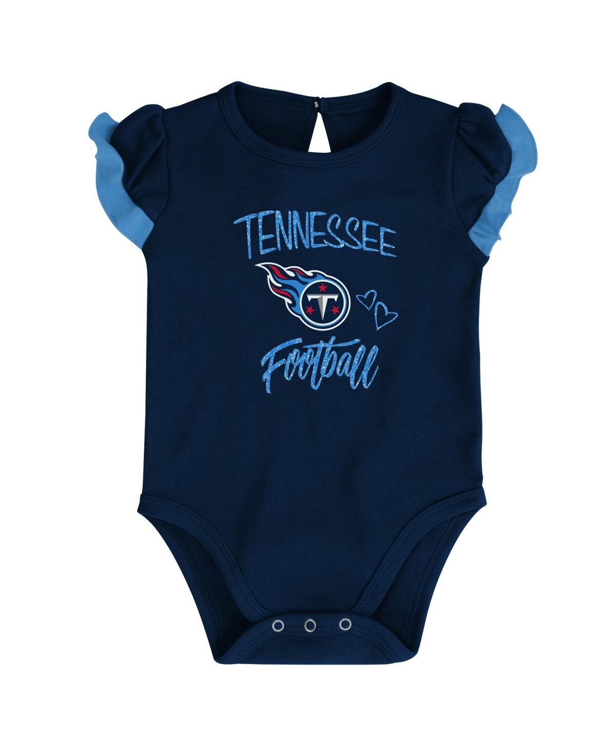 Shop Outerstuff Newborn And Infant Boys And Girls Navy, Light Blue Tennessee Titans Too Much Love Two-piece Bodysuit In Navy,light Blue