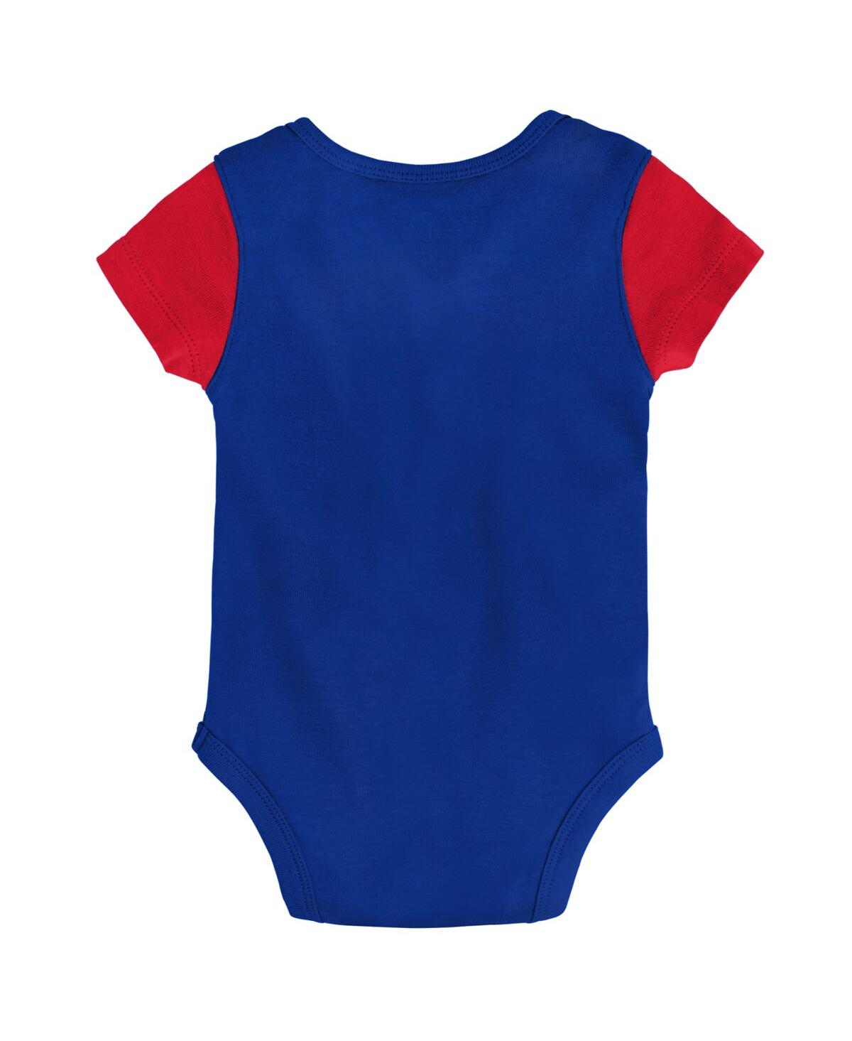 Newborn and Infant Boys and Girls Red Buffalo Bills Little Champ Three-Piece Bodysuit Bib and Booties Set - Royal