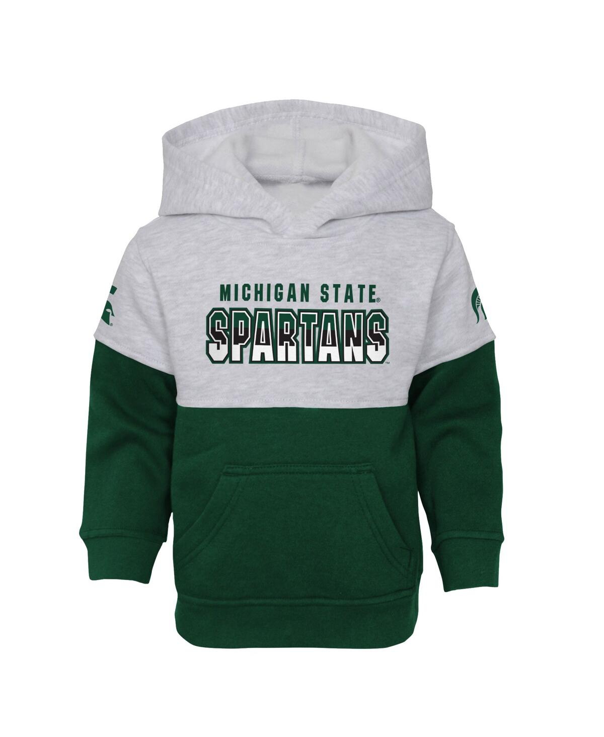 Outerstuff Toddler Boys Heather Gray, Green Michigan State Spartans Playmaker Pullover Hoodie And Pants Set In Heather Gray,green