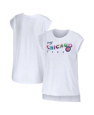 Women's White Chicago Cubs Greetings From T-shirt
