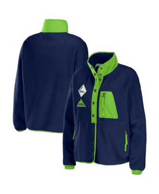 Women's College Navy Seattle Seahawks Polar Fleece Raglan Full-Snap Jacket