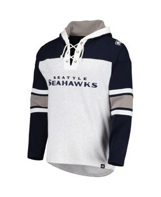 Men's Seattle Seahawks Heather Gray Gridiron Lace-Up Pullover Hoodie