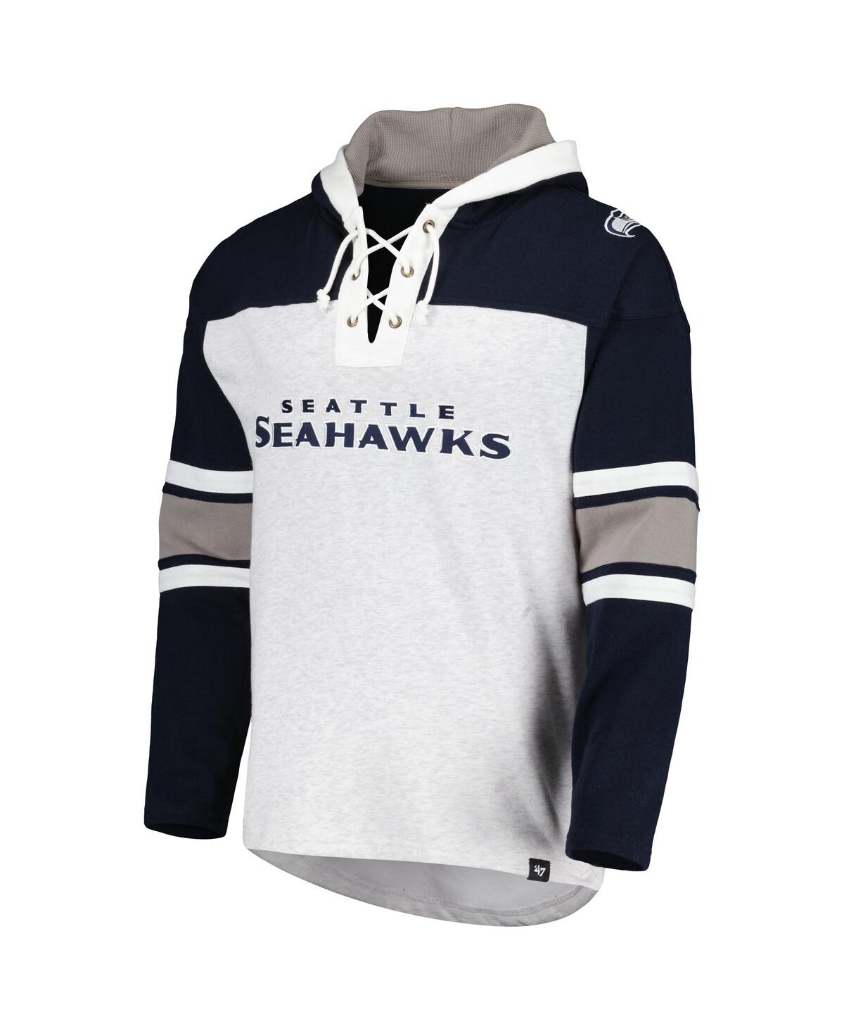 Men's '47 Brand Seattle SeahawksGridiron Lace-Up Pullover Hoodie - Heather Gray