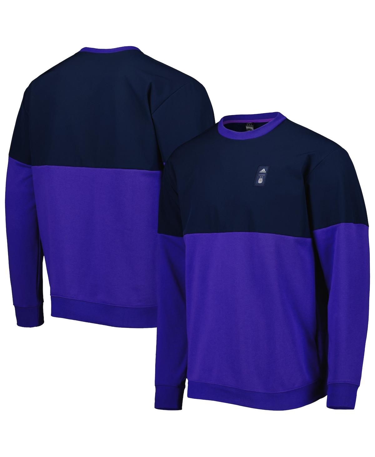 Adidas Originals Men's Adidas Navy And Purple Argentina National Team Graphic Pullover Sweatshirt In Navy,purple