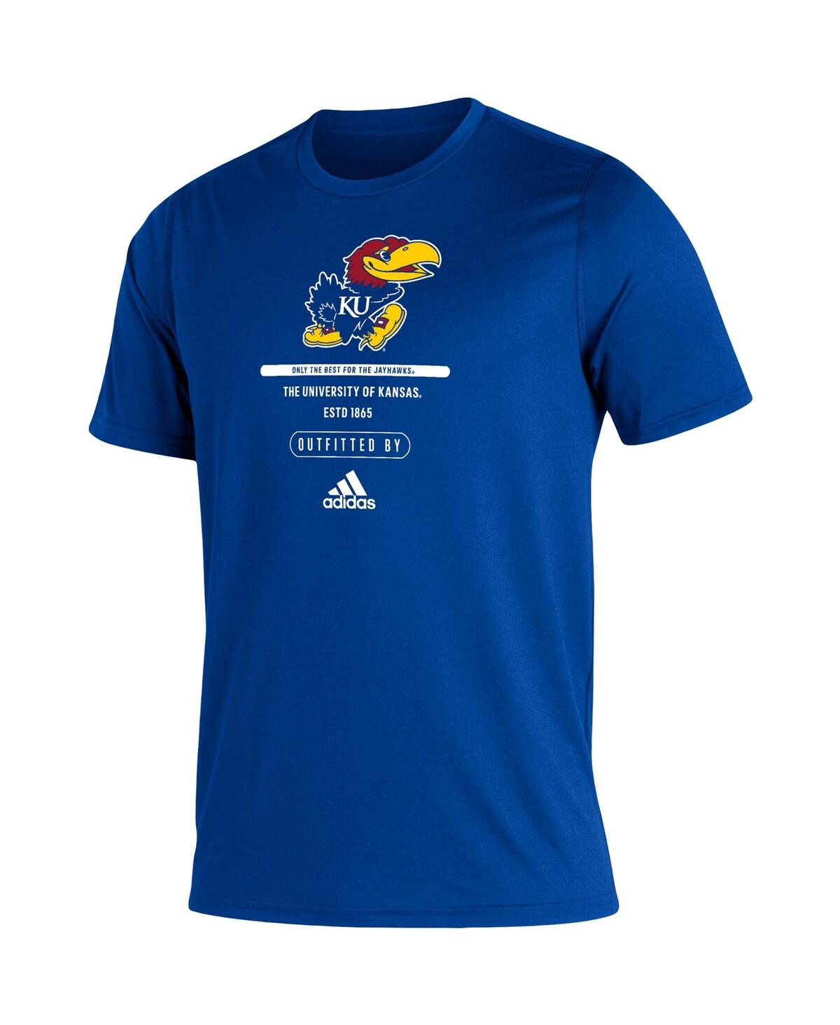 Shop Adidas Originals Men's Adidas Royal Kansas Jayhawks Sideline Locker Tag Creator Aeroready T-shirt