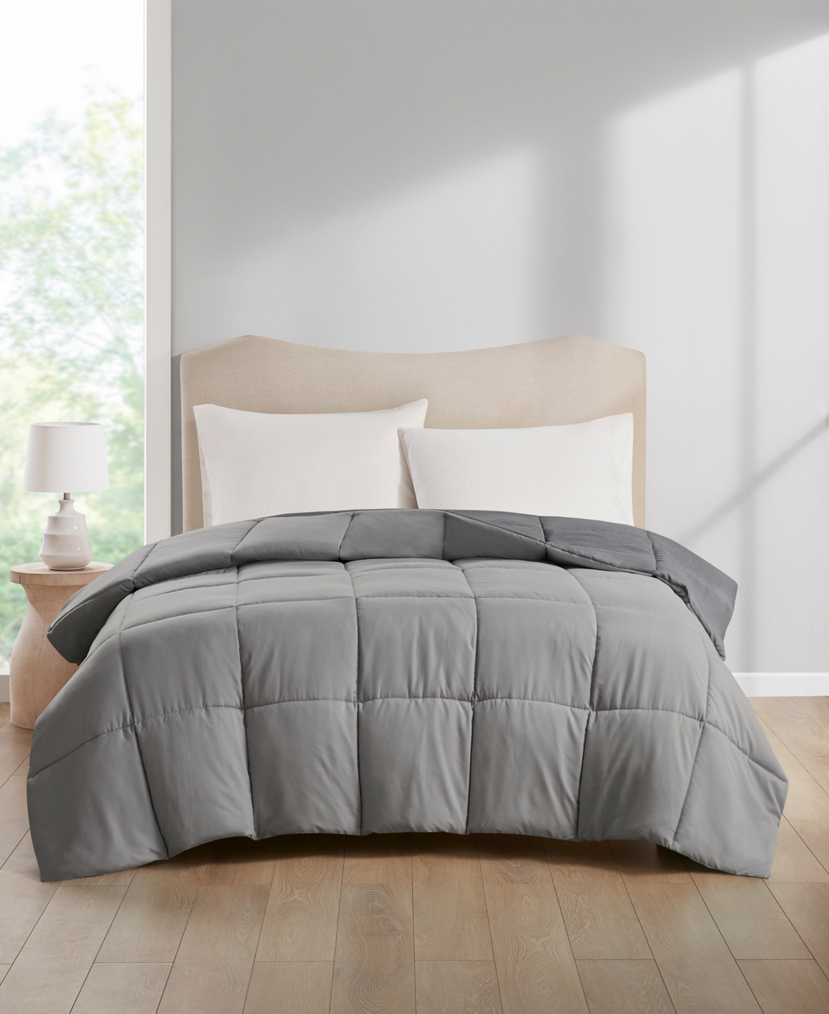 Home Design Lightweight Reversible Down Alternative Microfiber Comforter, Twin/xl Created For Macy's In Grey