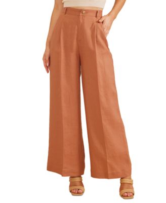 MINKPINK - Women's Dylan Linen Pleated Wide-Leg Pants