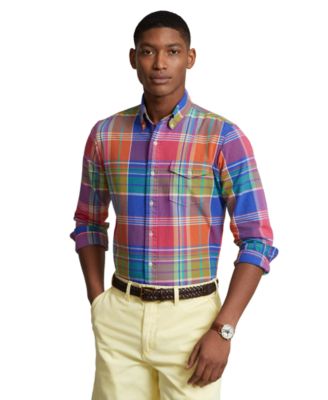 Polo Ralph Lauren Men's Classic-Fit Oxford Shirt - Orange/Royal Multi |  Smart Closet