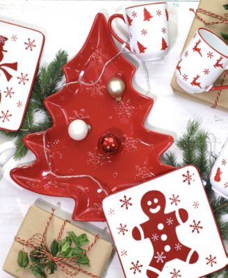 Winterfest Holiday Red Tree Platter