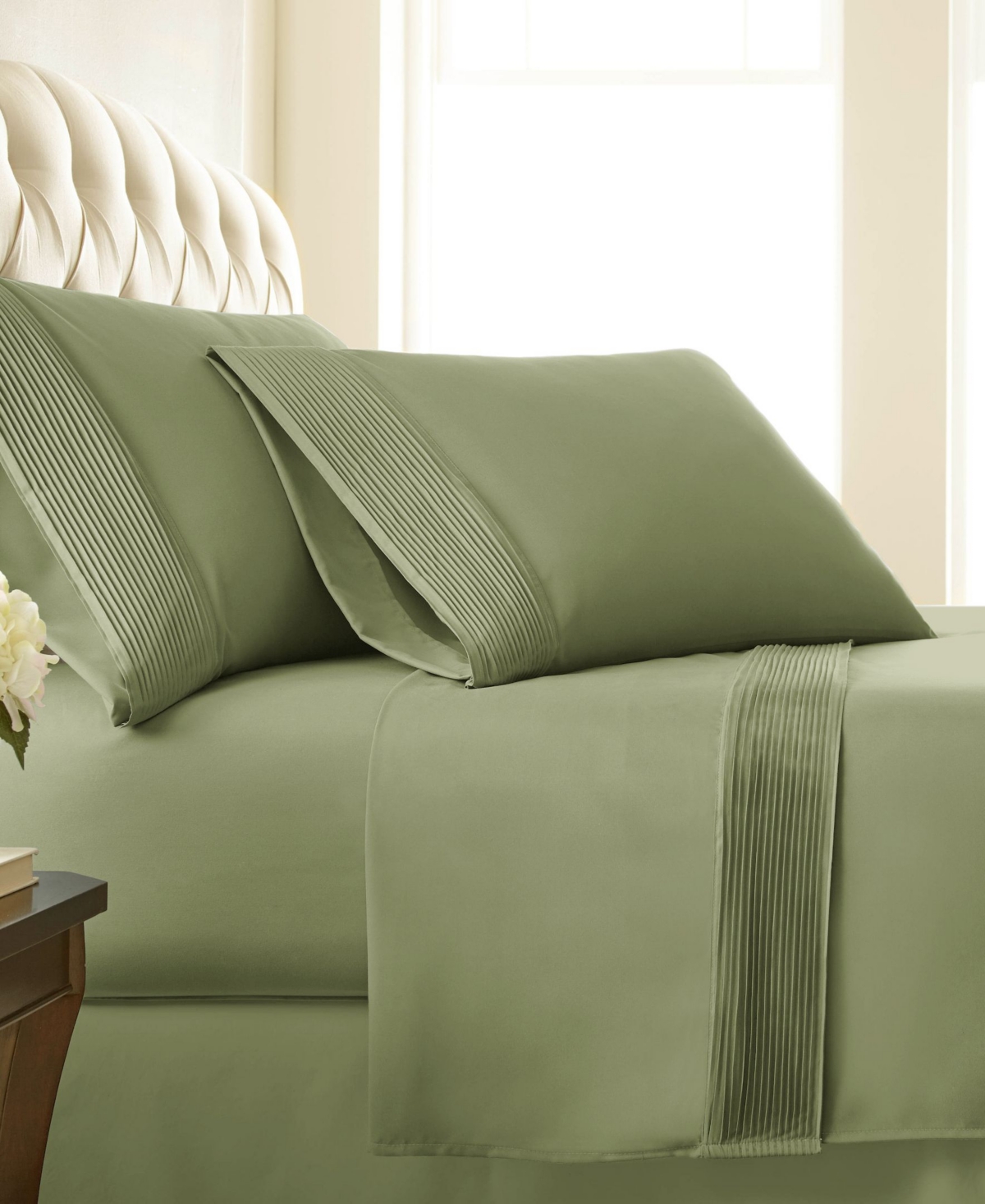 Southshore Fine Linens Classy Pleated 21" Extra deep, Pocket Sheet Set