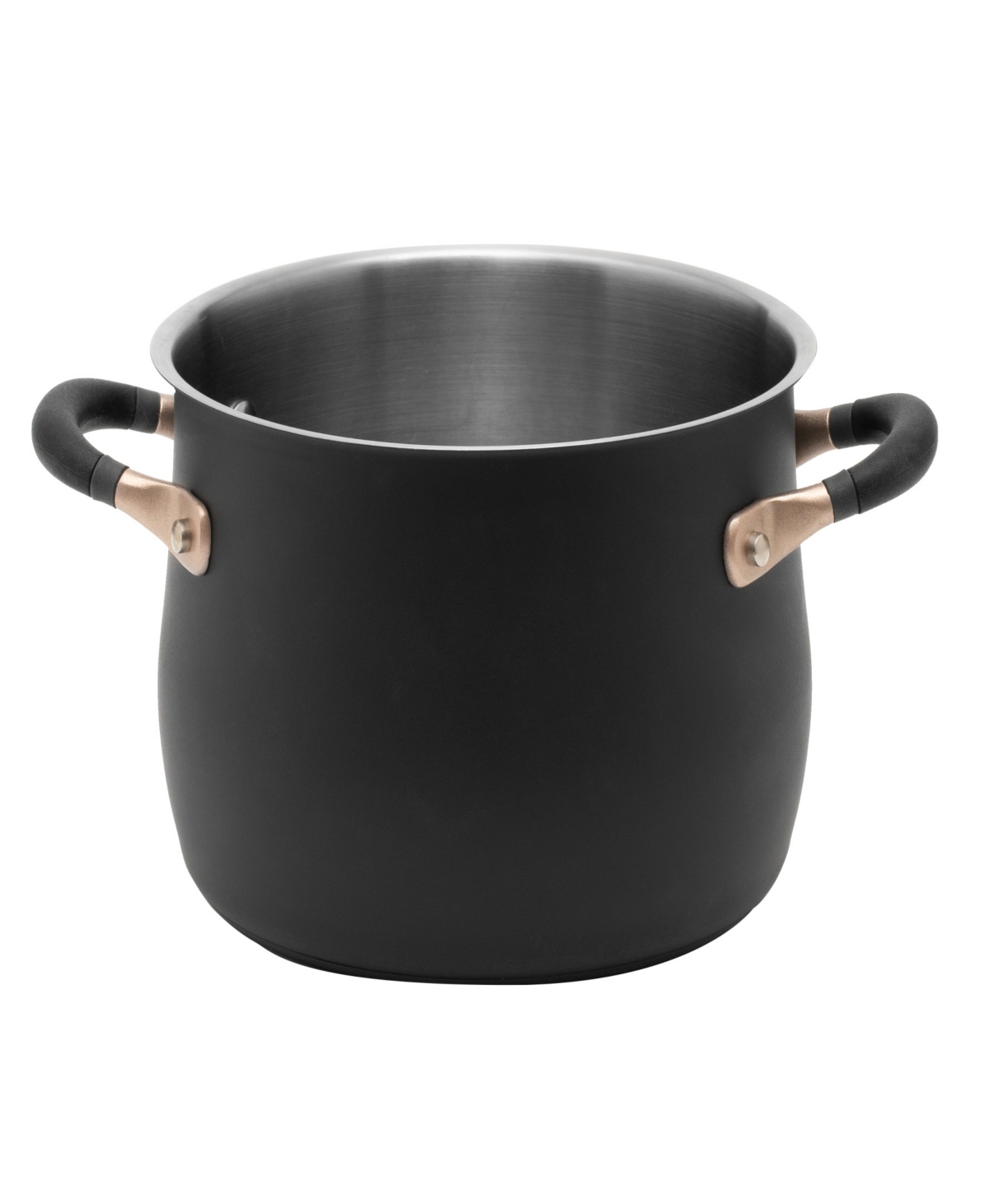 Meyer Accent Series Stainless Steel 5-quart Stockpot In Matte Black With Gold Accent