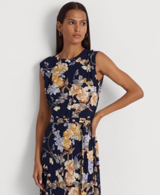 送料関税込【LAUREN RALPH LAUREN】BELTED BUBBLE CREPE DRESS Lauren Ralph Lauren Women's Floral Belted Bubble Crepe Dress