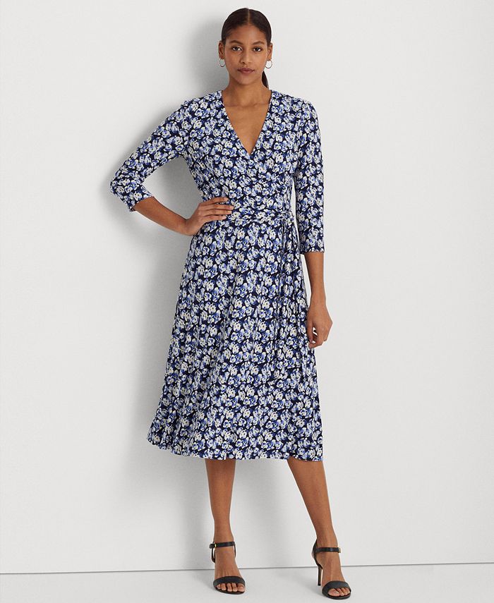 Lauren Ralph Lauren Floral Surplice Jersey Dress - Macy's
