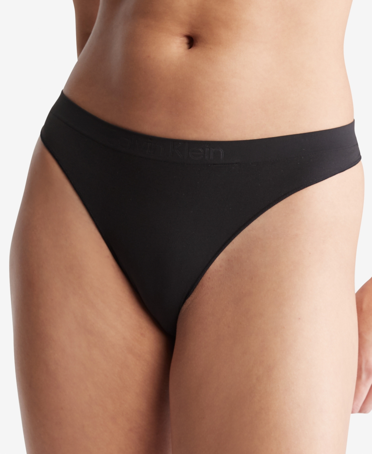 Calvin Klein Women's Bonded Flex Mid-rise Thong Underwear Qd3958 In Black