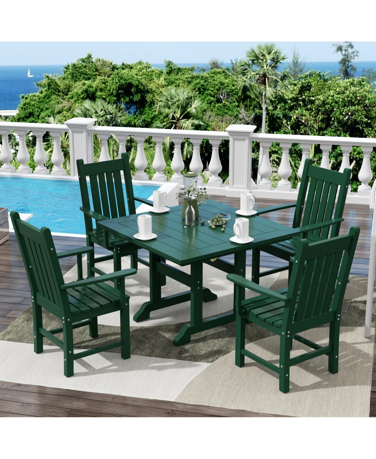 WestinTrends 5 Piece Outdoor Patio Dining Set Square Table and Armchair