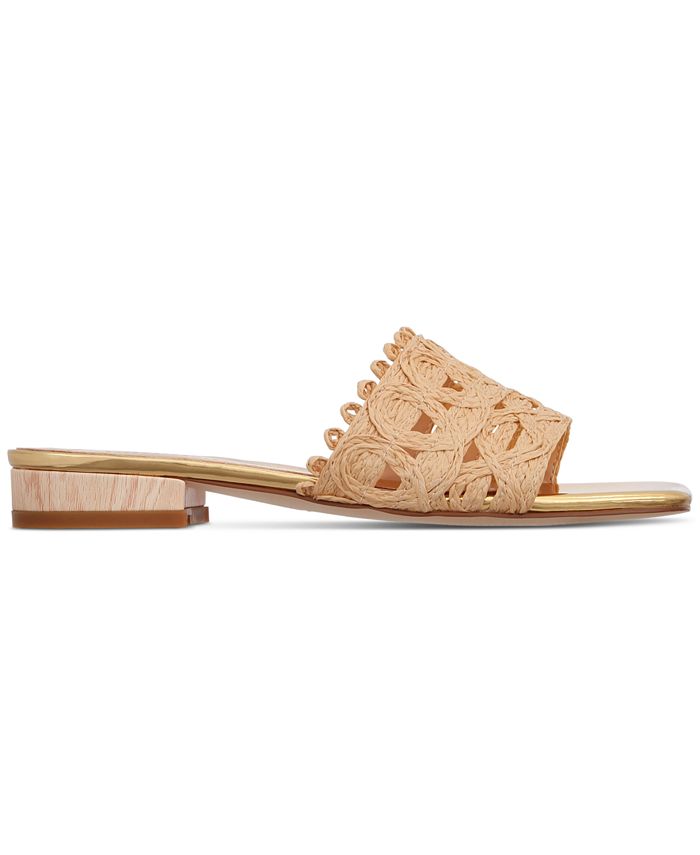 THINGS II COME Women's Tavita Slide Wood Heel Straw Flat Sandals - Macy's