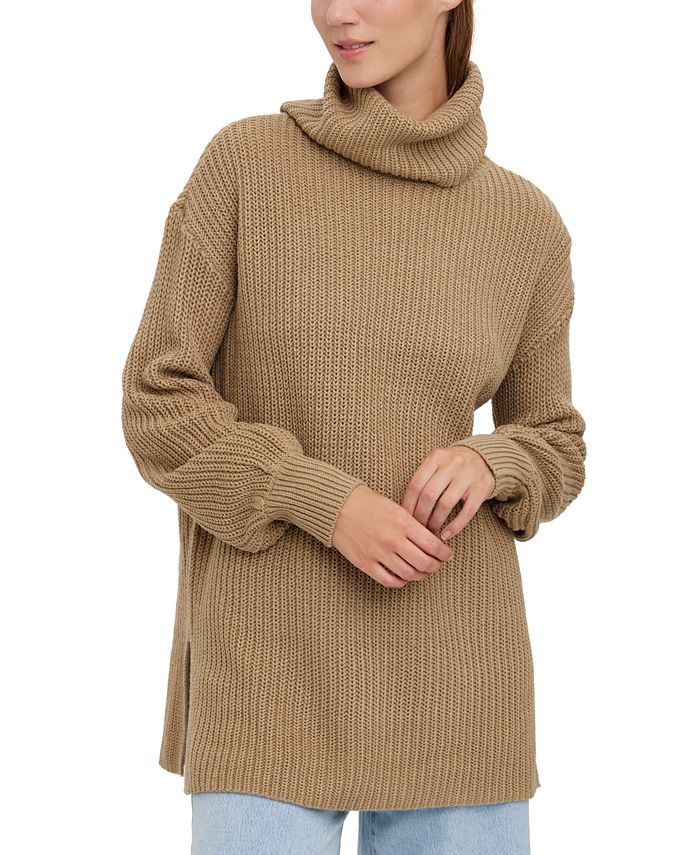 Vero Moda Women's Ribbed Balloon-Sleeve Turtleneck Sweater - Macy's