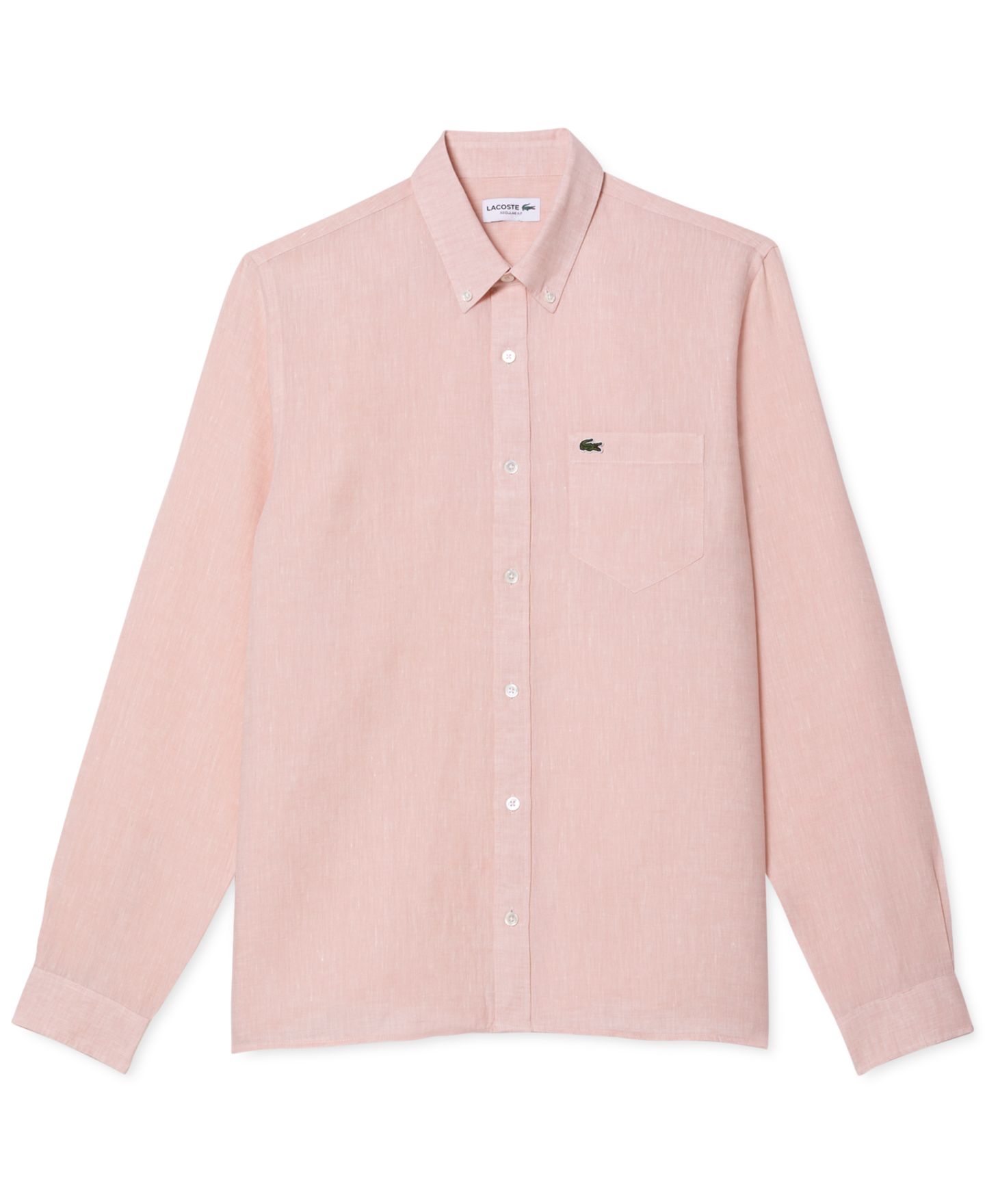 Мужская рубашка Lacoste Regular-Fit Linen, цвет: Хаки — фото 3